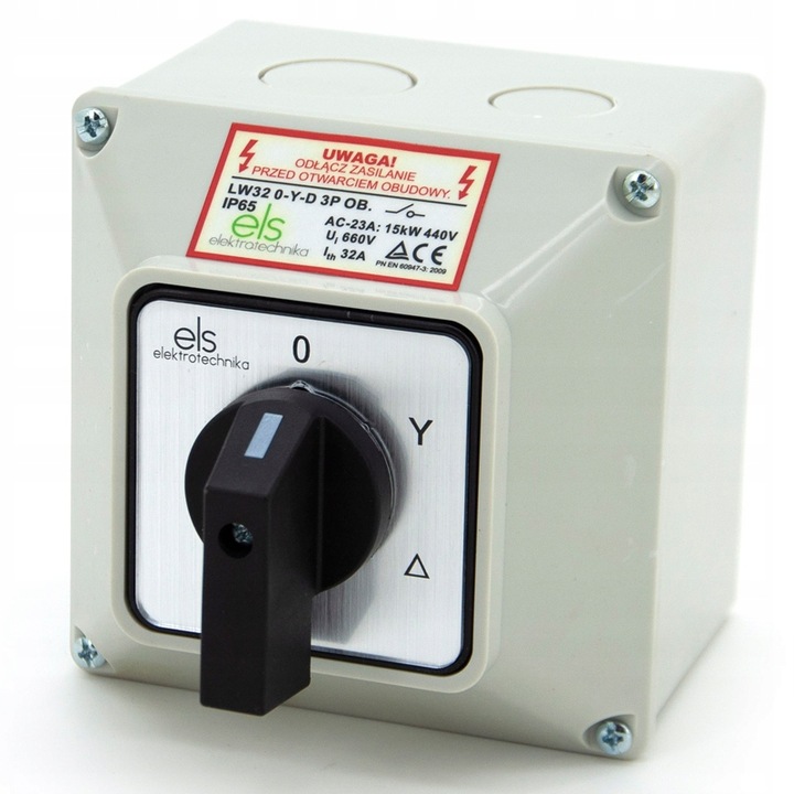 ŁĄCZNIK KRZYWKOWY 32A GWIAZDA TRÓJKĄT W OBUDOWIE