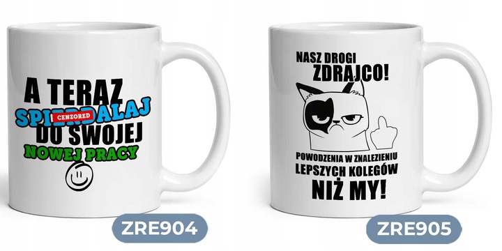 KUBEK ŚMIESZNY PREZENT NA POŻEGNANIE DLA KOLEGI Z PRACY BIURO KORPO WZORY