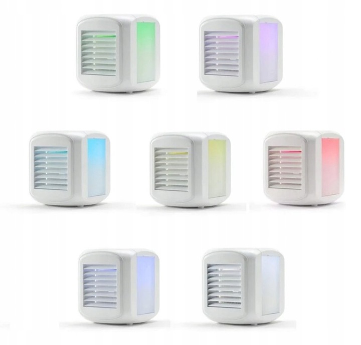 PRZENOŚNY KLIMATYZATOR NAWILŻACZ Powietrza WENTYLATOR LAMPKA 7 KOLORÓW LED