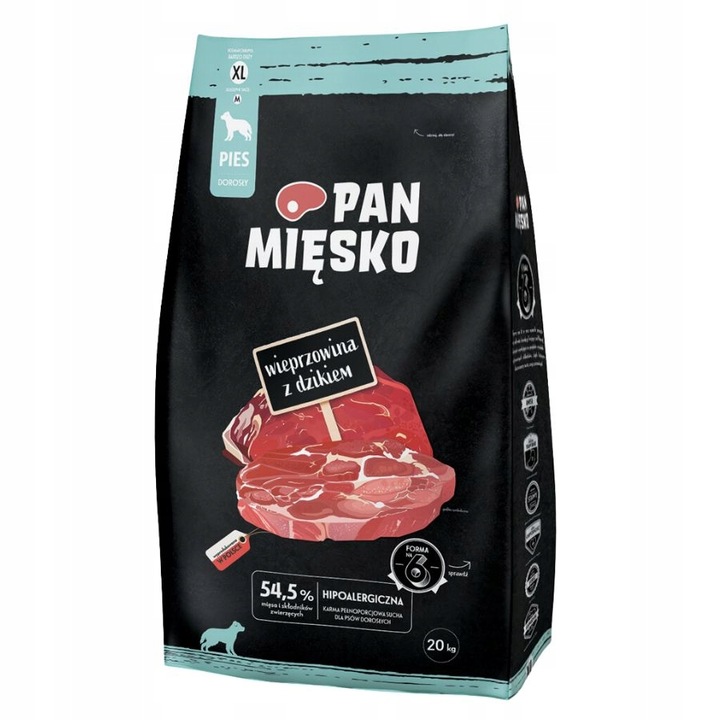 Pan Mięsko Karma sucha dla psa WIEPRZOWINA z DZIKEM chrupki XL 20kg