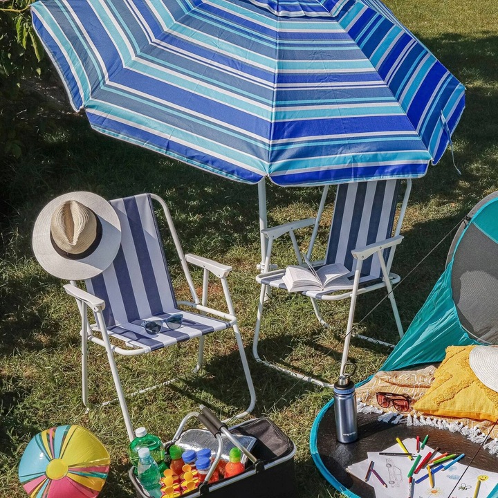 PARASOL PLAŻOWY Łamany OGRODOWY na BALKON Regulowany Tadar Paski 200 cm