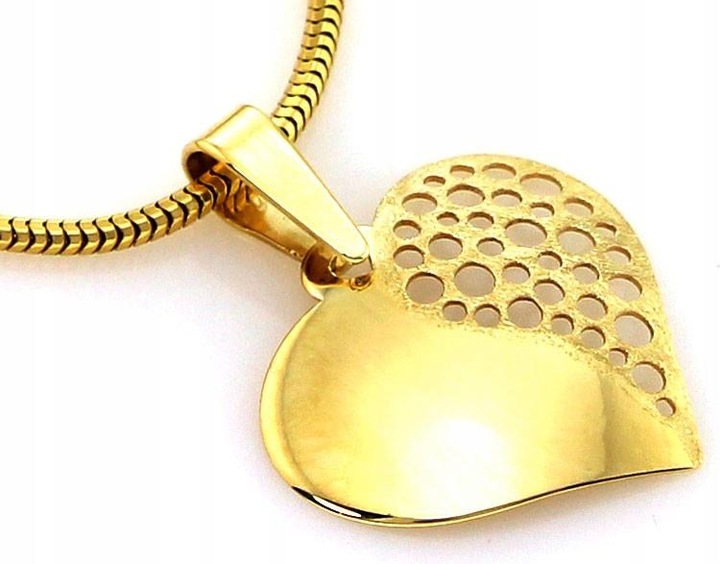 Złota zawieszka 585 eleganckie serduszko prezent wisiorek modny wzór