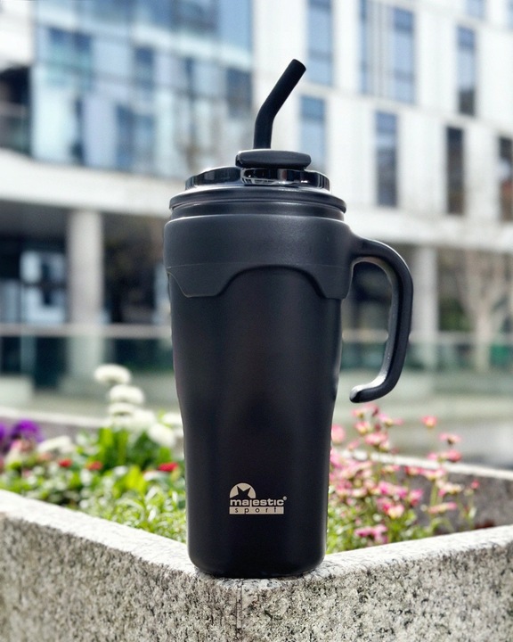 Kubek Termiczny Ze Słomką Majestic Sport Jelly 650 ml Czarny