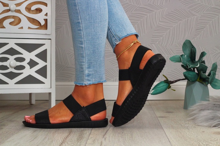 SANDAŁY DAMSKIE SPORTOWE NA GUMIE CZARNE NA LATO