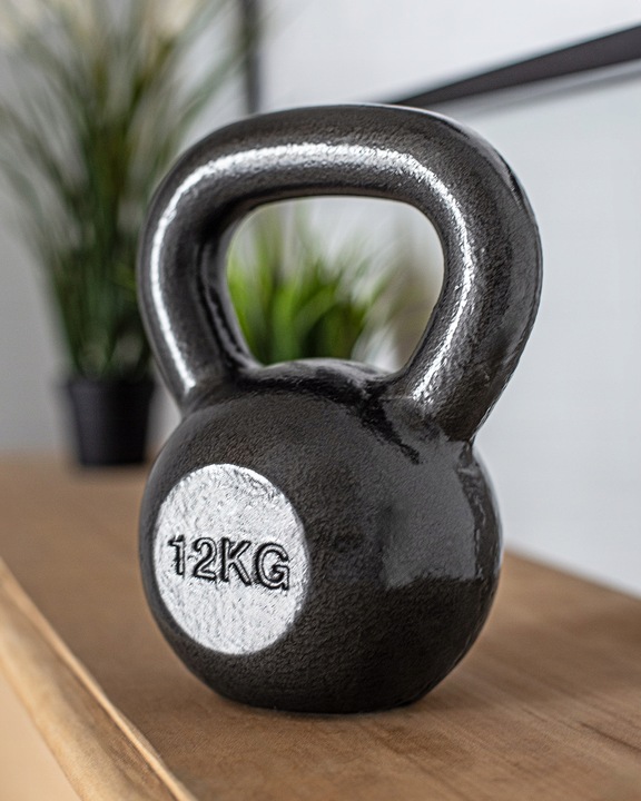KETTLEBELL ODWAŻNIK DO ĆWICZEŃ KETTLE HANTLA HANTEL ŻELIWNY FITNESS 12KG