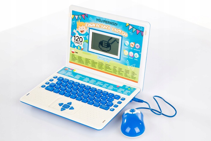 KINDERPLAY LAPTOP DLA DZIECI EDUKACYJNY DO NAUKI LITEREK LICZENIA 120 OPCJI