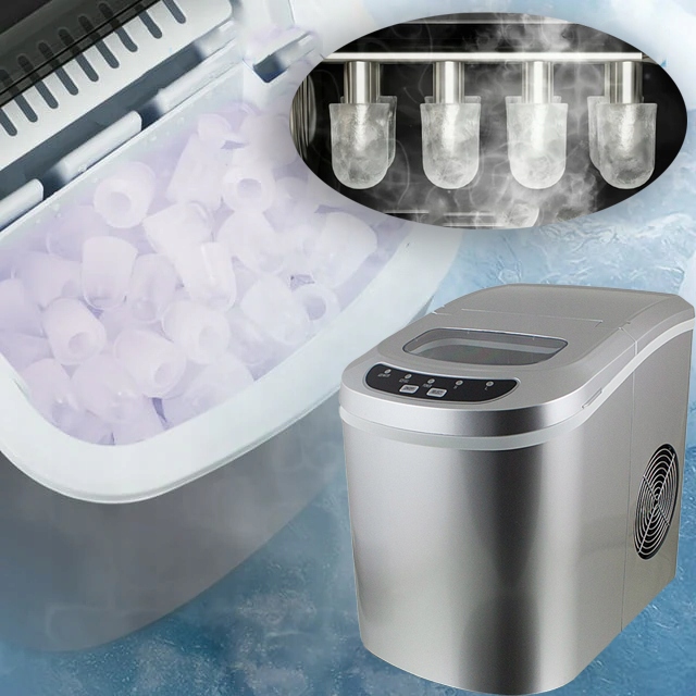 Kostkarka do lodu MOCNA srebrna REGULACJA WIELKOŚCI KOSTEK WYDAJNA BAROWA