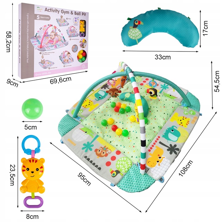 MATA EDUKACYJNA DLA NIEMOWLĄT INTERAKTYWNA 5W1 DUŻA DŻUNGLA