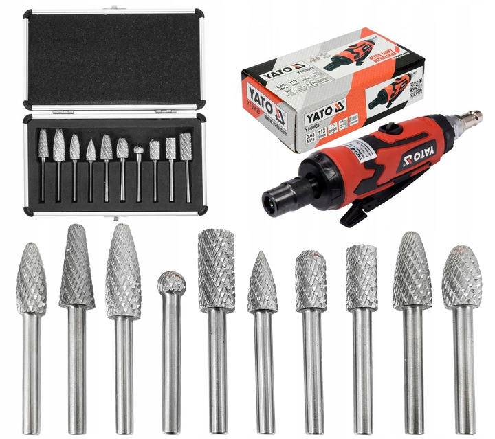 SZLIFIERKA PROSTA PNEUMATYCZNA MAŁA YATO + FREZY