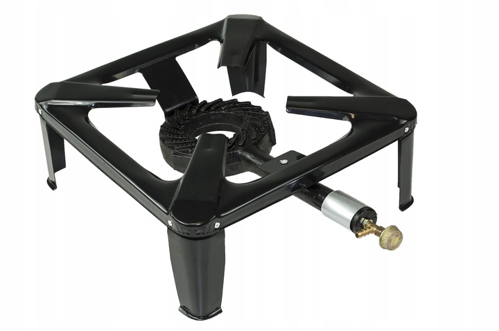 ŻELIWNY TABORET GAZOWY PALNIK 40x40cm ZESTAW REDUKTOR WĄŻ SOLIDNY WYTRZYMA