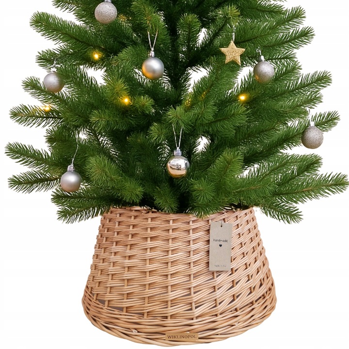 Osłona / kosz / osłonka wiklinowa na stojak pod choinkę NATURALNA Ø 50 cm