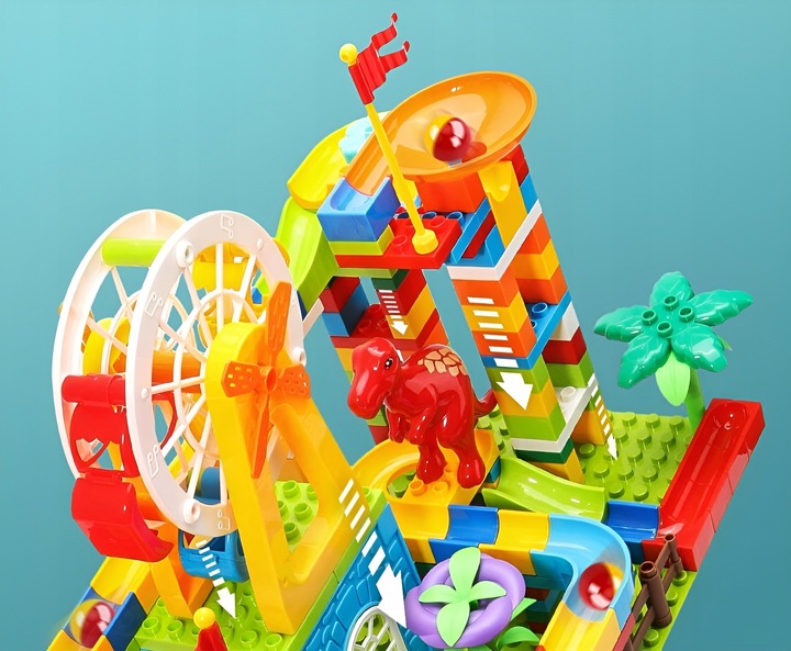 KLOCKI KONSTRUKCYJNE DO BUDOWANIA TOR KULKOWY PARK DINOZAURÓW ZESTAW 255 EL