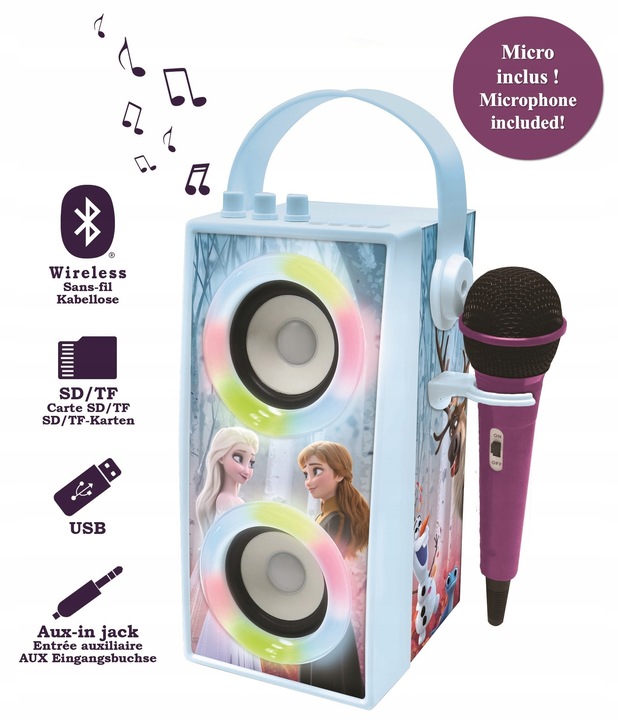 Kraina Lodu 2 Głośnik Karaoke LED Mic Bluetooth