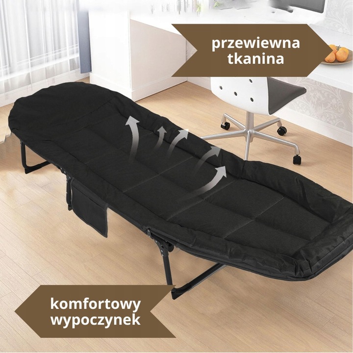 Łóżko Turystyczne Składane Polowe Leżak Kanadyjka Leżanka Stabilne Materac