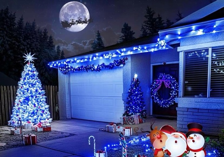 LAMPKI CHOINKOWE 1000 LED FLASH ZEWNĘTRZNE WEWNĘTRZNE ŚWIĘTA NIEBIESKIE