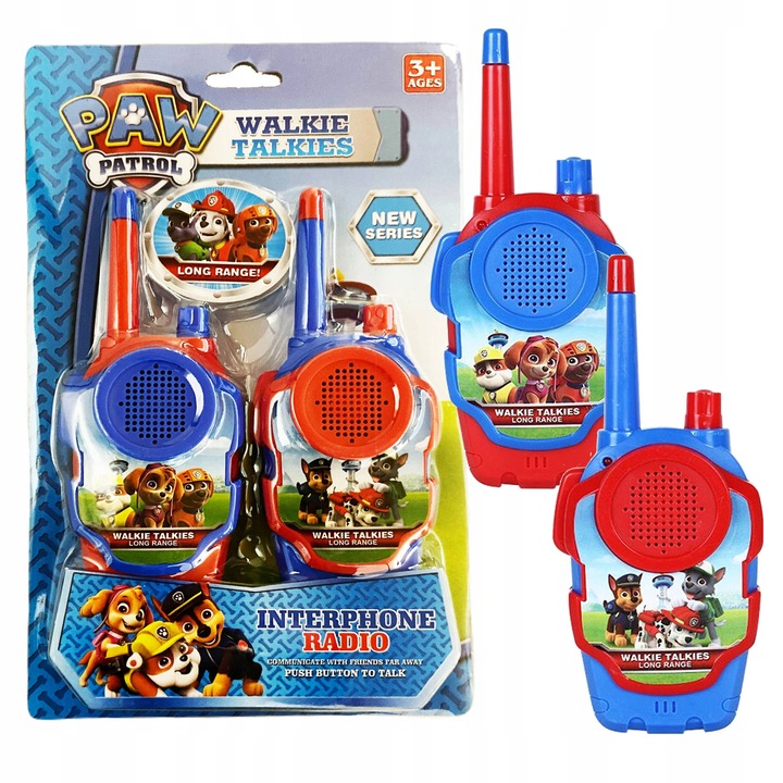 ZESTAW PSI PATROL WALKIE TALKIE + ZEGAREK Z PROJEKTOREM SKYE DLA DZIECI