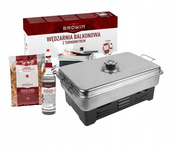 Wędzarnia Balkonowa ZESTAW Stalowa Do Ryb Serów Wędlin Zrębki Paliwo