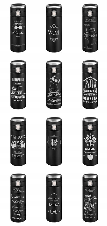 Kubek Termiczny z Grawerem Termos z Wyświetlaczem do Kawy Samochodu 400ml