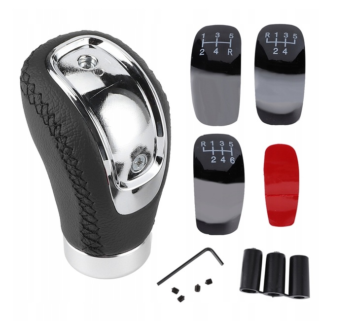 UNIWERSALNA GAŁKA ZMIANY BIEGÓW SKÓRA 5 6 BIEGOWA czarna skóra lita