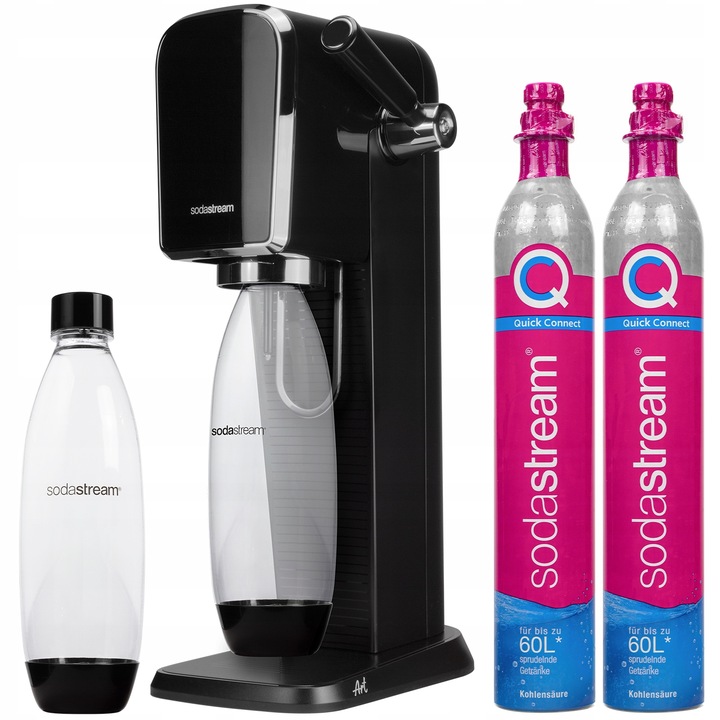 SATURATOR SODASTREAM ART CZARNY + 2x NABÓJ QUICK CONNECT DO GAZOWANIA WODY