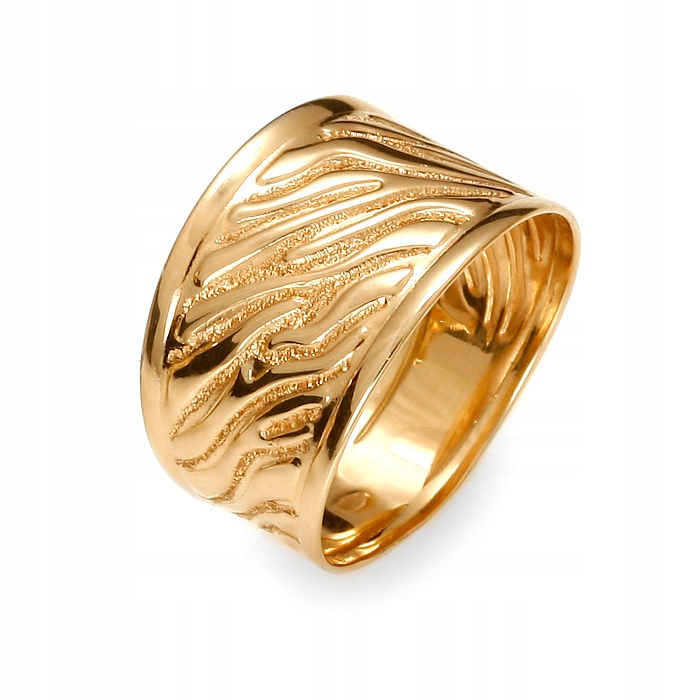 ZŁOTY SZEROKI BOGATY PIERŚCIONEK WZORZYSTY 333