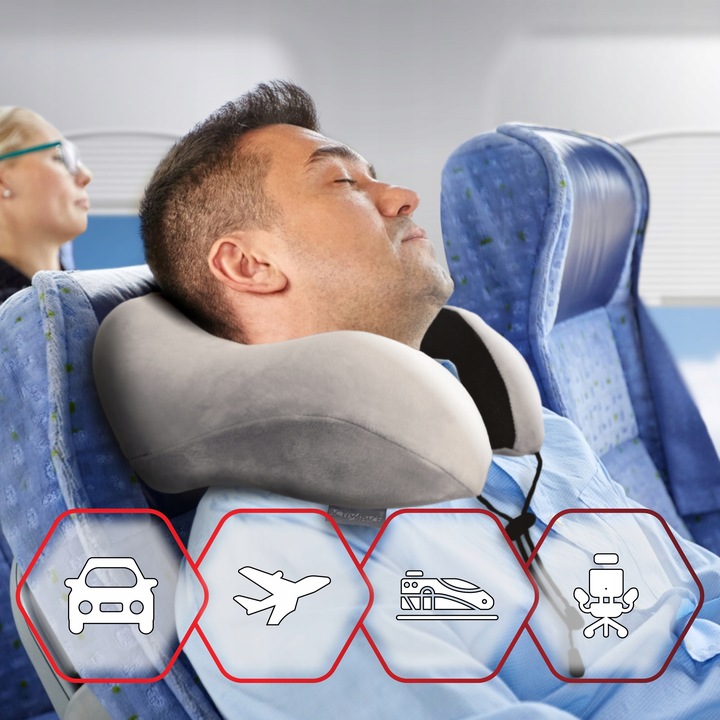 PODUSZKA TURYSTYCZNA PODRÓŻNA ZAGŁÓWEK POD SZYJĘ SUPER WYGODNA RELAKSACYJNY