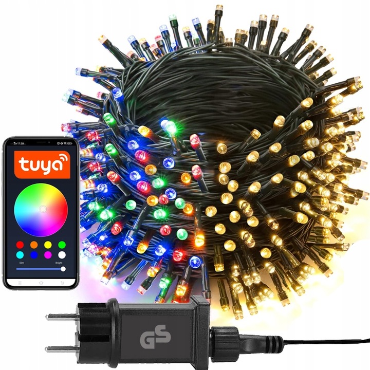 Lampki choinkowe LED RGB zewnętrzne 230V Bluetooth Smart 20m Wifi Tuya