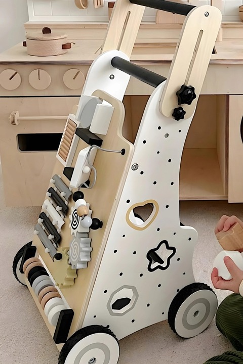 CHODZIK DLA DZIECKA PCHACZ DREWNIANY JEŹDZIK TABLICA MANIPULACYJNA PREZENT