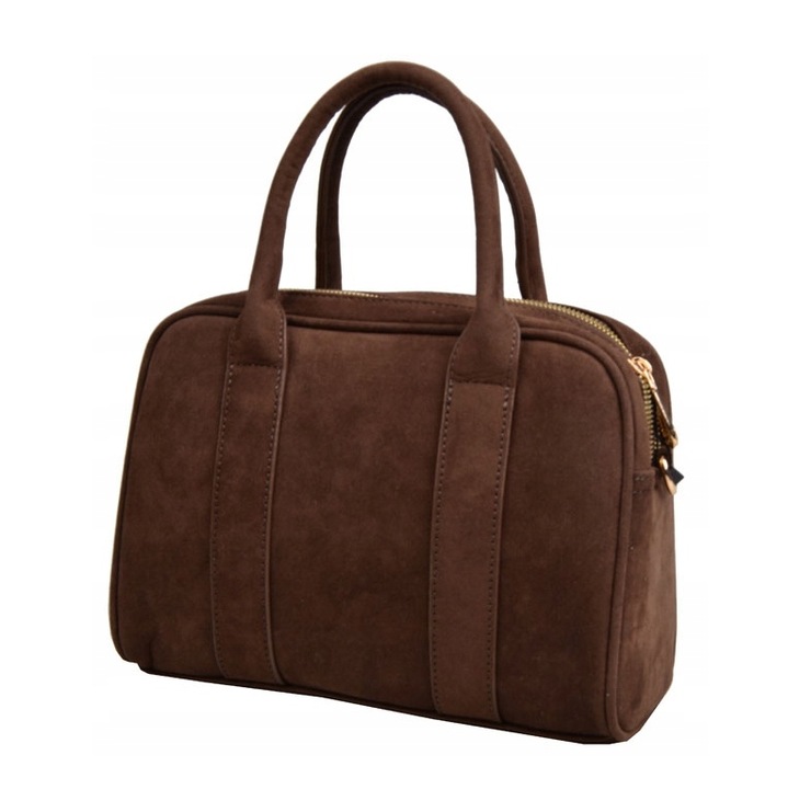 Flora&Co torebka kuferek zamsz CZEKOLADOWA elegancka CASUAL