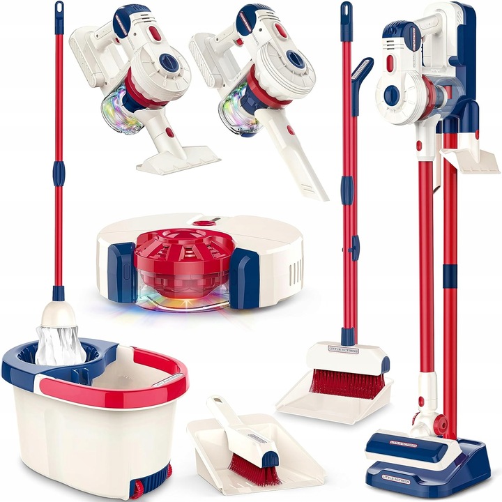 Zestaw Sprzątający 8w1 Odkurzacz Pionowy dla Dzieci Robot Mop Miotła 3 L+