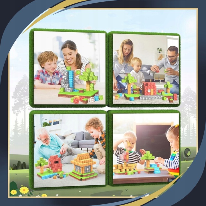 KLOCKI MAGNETYCZNE Sześciany Dla dzieci 1 LUDZIK 100 KLOCKÓW Zestaw