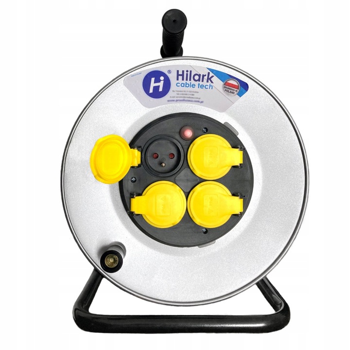 Pusty metalowy bęben na przedłużacz 4 gniazda IP44 do 50m