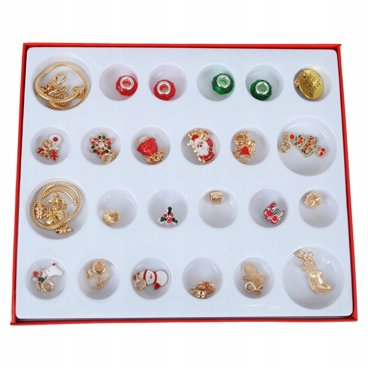 KALENDARZ ADWENTOWY DLA DZIECI ŚWIĄTECZNY 24 BRANSOLETKA BIŻUTERIA FASHION