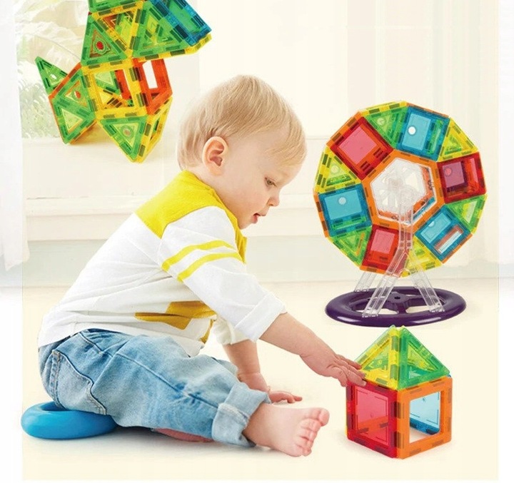 DUŻE KLOCKI MAGNETYCZNE KONSTRUKCYJNE 3D PANELE MAGNETIC TILES 106 elem. A