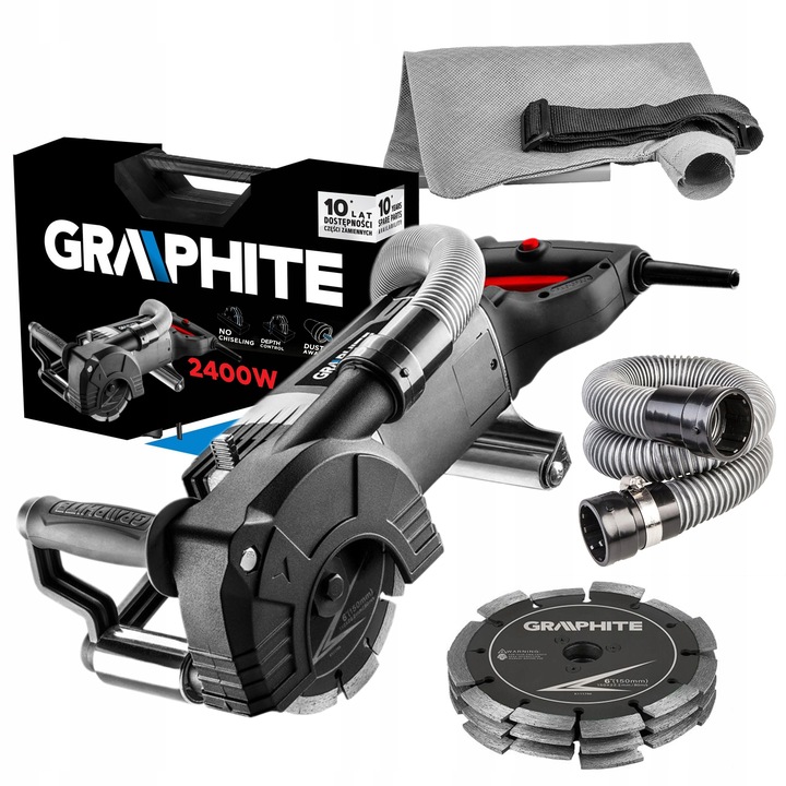 GRAPHITE BRUZDOWNICA 2400W TARCZA 150x22.2mm + OSPRZĘT 59G371 CIĘCIE 43mm