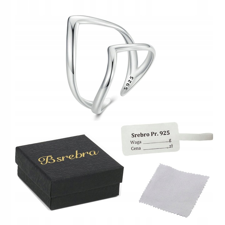 Pierścionek Srebrny 925 2 V Pierścionki Srebrne Regulowany Srebro