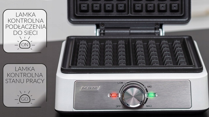 Gofrownica mocna srebrna 2 gofry MPM MGO-41 1600W