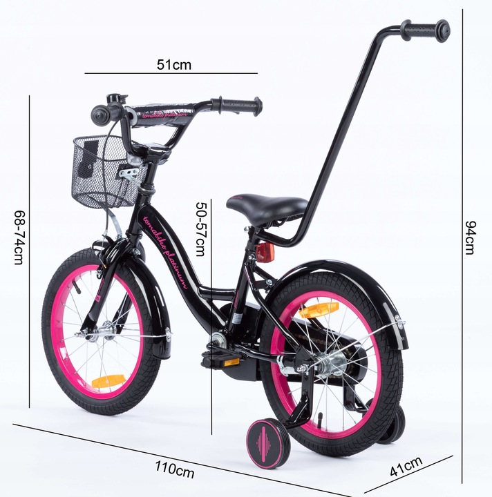 rower rowerek TOMABIKE 16 cali Platinum prowadnik
