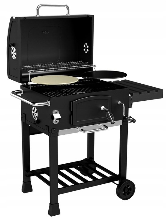 GRILL WĘGLOWY OGRODOWY Koler Ember ch1 RUSZT Z POKRYWĄ POPIELNIK +TERMOMETR