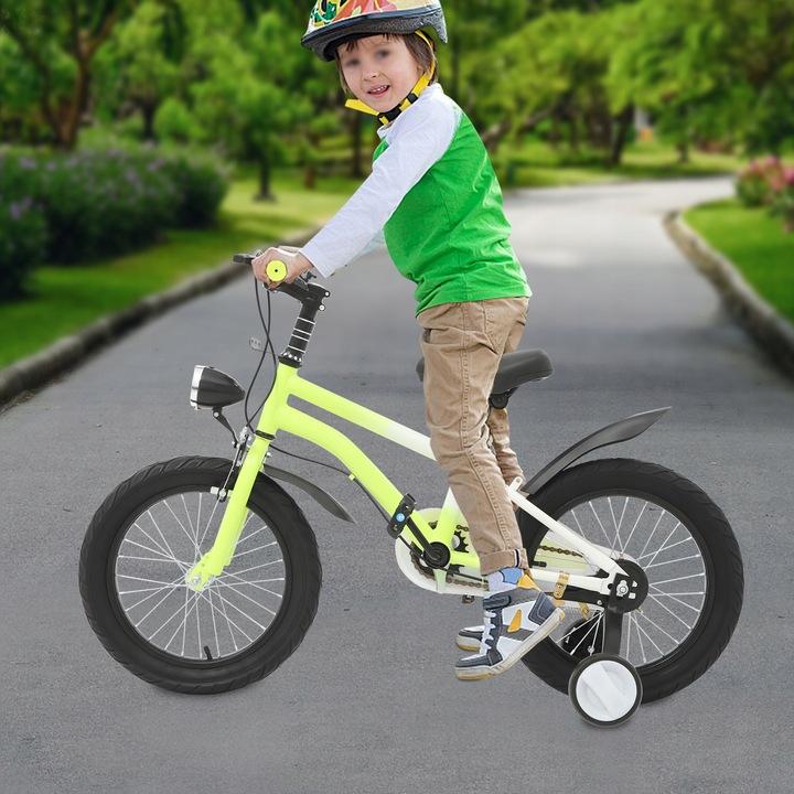 Rower 16’ ze światłami-Rower dziecięcy z kołami Light& Training -żółty