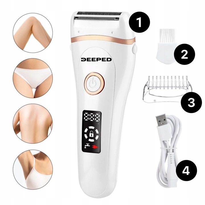 GOLARKA DAMSKA depilator trymer maszynka do ciała bikini nóg pach 3 w 1 USB
