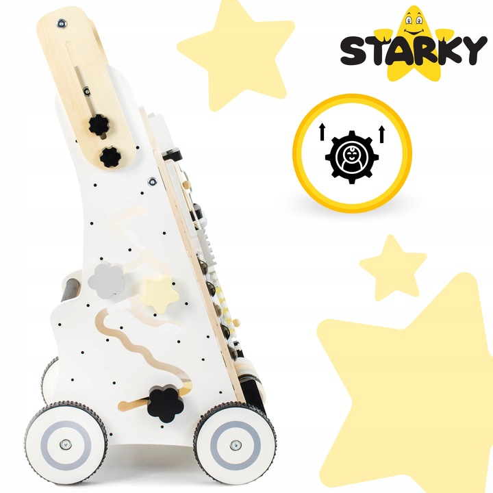 Jeździk pchacz drewniany chodzik dla dziecka dzieci tablica manipulacyjna