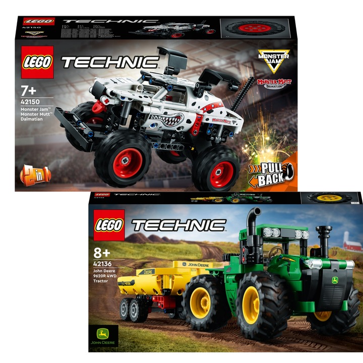 LEGO Technic 42150 Monster Jam Mutt Dalmatian 42136 TRAKTOR John Deere