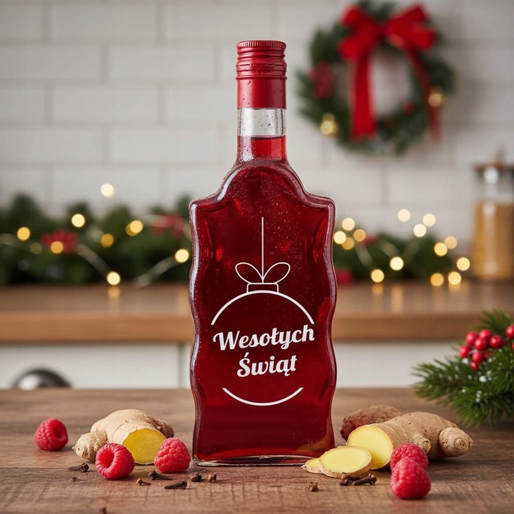 10x Butelki Szklane FALA 500ml z NADRUKIEM ŚWIĄTECZNYM na Prezent Nalewki