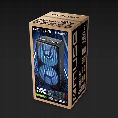 GŁOŚNIK BLUETOOTH PRZENOŚNY PODŚWIETLENIE LED PARTY BOX MUSE M-1805DJ