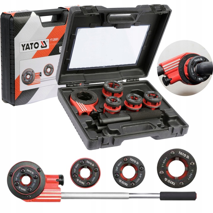 YATO GWINTOWNICA RĘCZNA Z SYSTEMEM GRZECHOTKOWYM DO RUR 4 GŁOWICE YT-29001