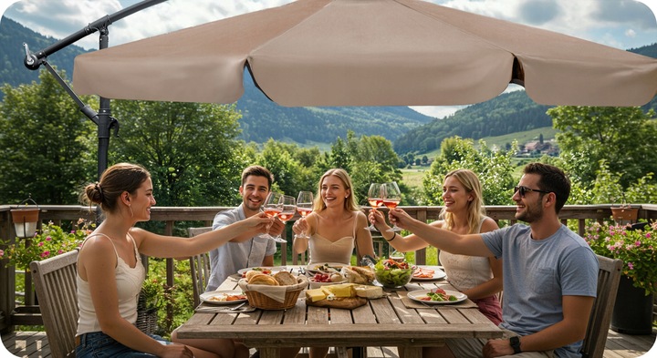 Parasol ogrodowy duży składany z wysięgnikiem pokrowiec 8 segmentów Ø 350cm