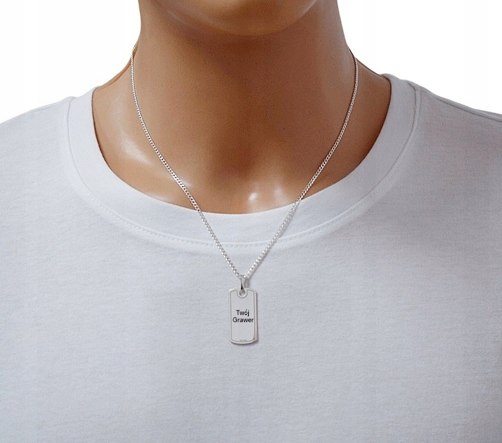 SREBRNY PEŁNY ŁAŃCUSZEK MĘSKI PANCERKA NIEŚMIERTELNIK PR. 925 GRAWER GRATIS