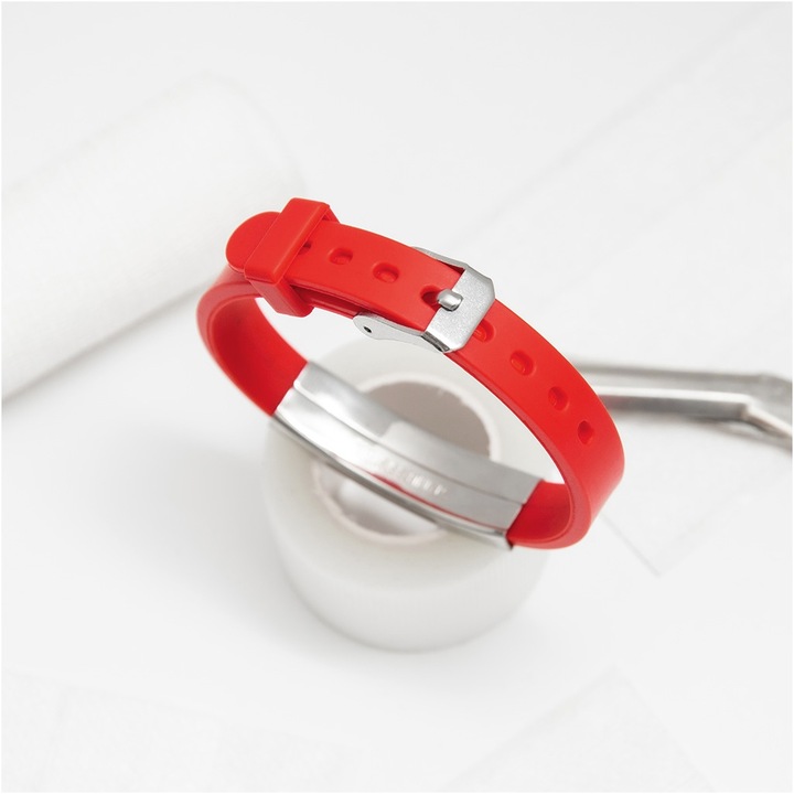 Bransoletka z grawerem męska ratunkowa czerwony kauczuk regulowana BLINGART