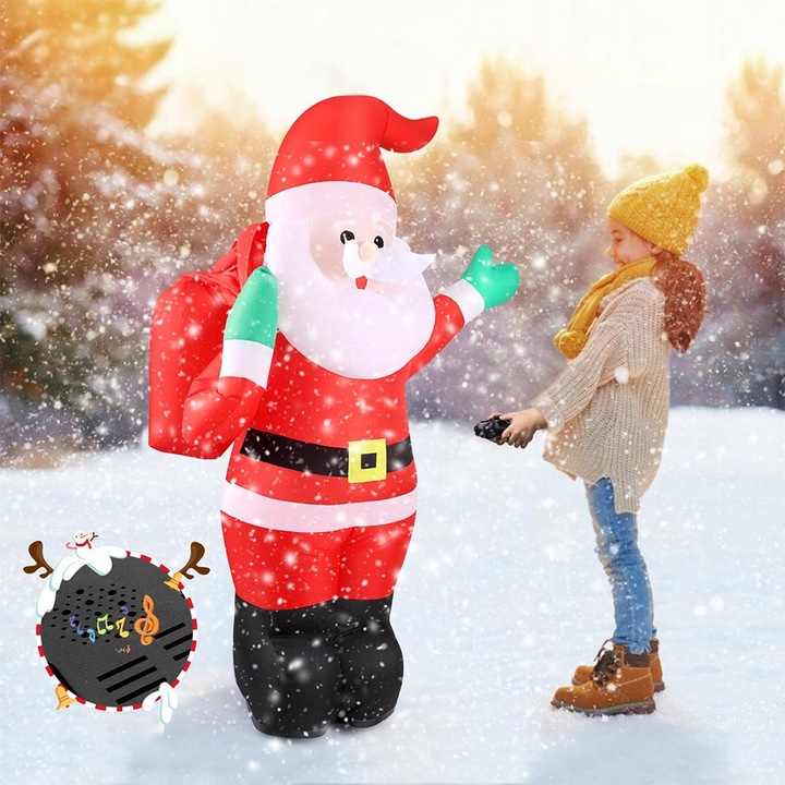 ŚWIĄTECZNY NADMUCHIWANY MIKOŁAJ 110CM Z MUZYKĄ I PILOTEM 2.4GHZ